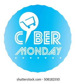Isolated label with a shopping cart, Cyber monday vector illustration