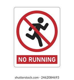 Isolated label sign of do not running, please walk, run prohibition