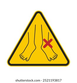 Isolated label sign do not barefoot, bare feet is ban, use footwear, shoes, boots for indoor, gym, formal label