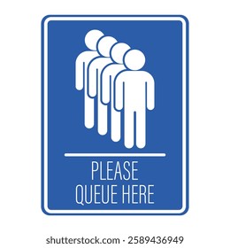 Isolated label sign please queue, people line, check-in, waiting enter, team work, group of man