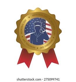Isolated label with a silhouette of a soldier. Vector illustration