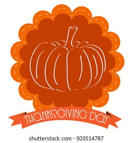 Isolated label with a sketch of a pumpkin, Thanksgiving day vector illustration