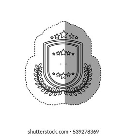 Isolated label with star and wreath design