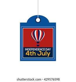 Isolated label with text and an air balloon for independence day celebrations