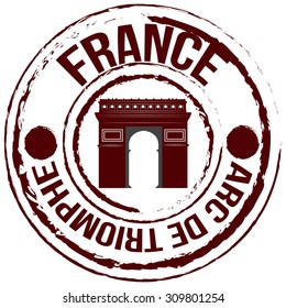 Isolated label with text and the arc of triumph. Vector illustration