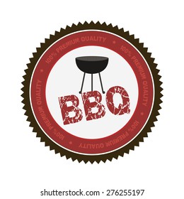 Isolated label with text and barbecue elements. Vector illustration