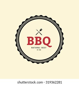 Isolated label with text for barbecue events