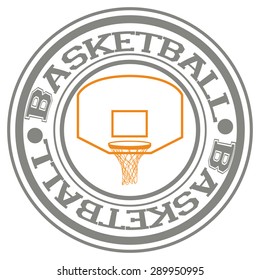 Isolated label with text and a basketball net. Vector illustration