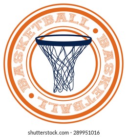 Isolated label with text and a basketball net. Vector illustration