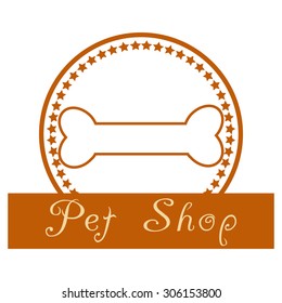 Isolated label with text and a bone for dogs. Vector illustration