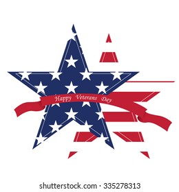 Isolated label with text and colors for veteran's day