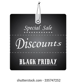 Isolated label with text and discounts for black friday