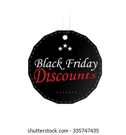 Isolated label with text and discounts for black friday