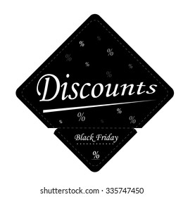 Isolated label with text and discounts for black friday