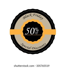 Isolated label with text and discounts for black friday