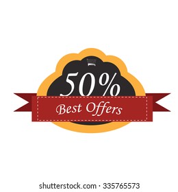 Isolated label with text and discounts for black friday