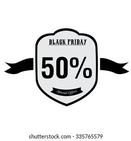 Isolated label with text and discounts for black friday