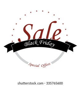 Isolated label with text and discounts for black friday