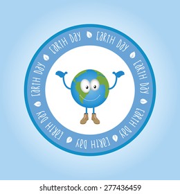 Isolated label with text and elements for earth day. Vector illustration
