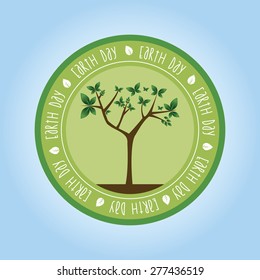 Isolated label with text and elements for earth day. Vector illustration