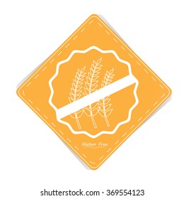 Isolated label with text for gluten free products on a white background