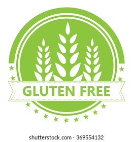 Isolated label with text for gluten free products on a white background