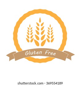 Isolated label with text for gluten free products on a white background