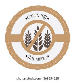 Isolated label with text for gluten free products on a white background