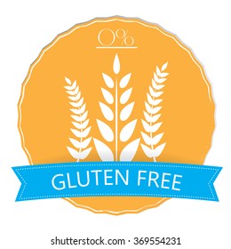 Isolated label with text for gluten free products on a white background
