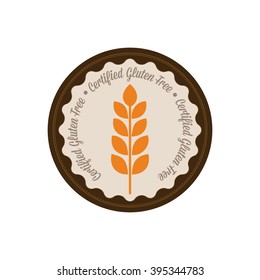 isolated label with text and a gluten icon for gluten free products