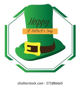 Isolated label with text and a hat, Patrick day vector illustration