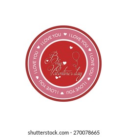 Isolated label with text, hearts and a balloon. Vector illustration