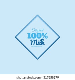 Isolated label with text and icon for milk products