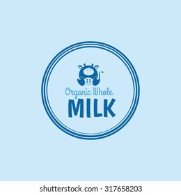 Isolated label with text and icon for milk products