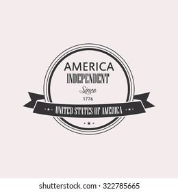 Isolated label with text for independence day