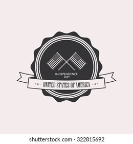 Isolated label with text for independence day