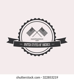 Isolated label with text for independence day