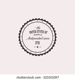 Isolated label with text for independence day