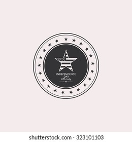 Isolated label with text for independence day