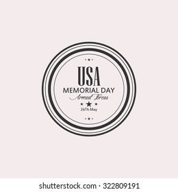 Isolated label with text for memorial day