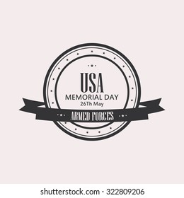 Isolated label with text for memorial day