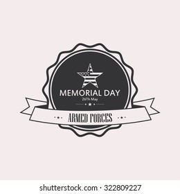 Isolated label with text for memorial day