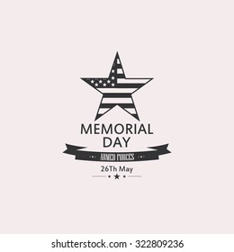 Isolated label with text for memorial day