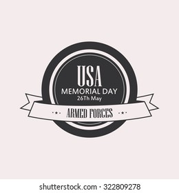 Isolated label with text for memorial day
