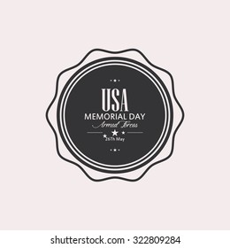 Isolated label with text for memorial day