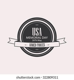 Isolated label with text for memorial day
