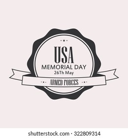Isolated label with text for memorial day