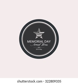 Isolated label with text for memorial day