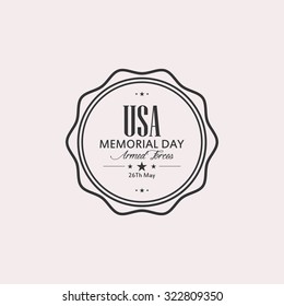 Isolated label with text for memorial day
