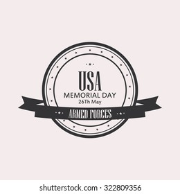 Isolated label with text for memorial day
